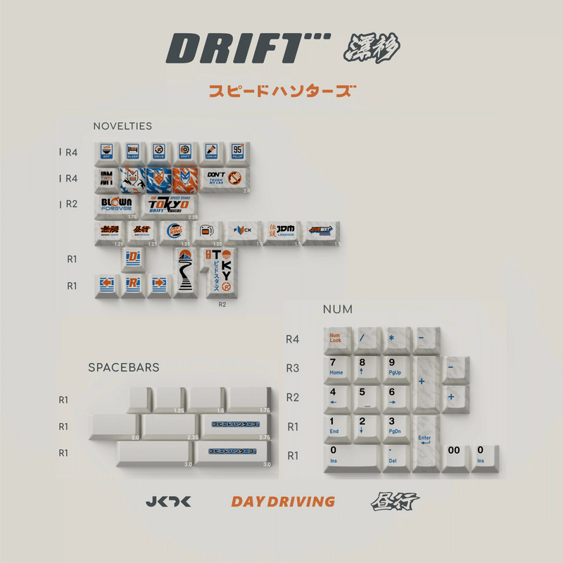 Load image into Gallery viewer, JKDK Drift PBT Cherry Profile Dye-Sub Keycaps
