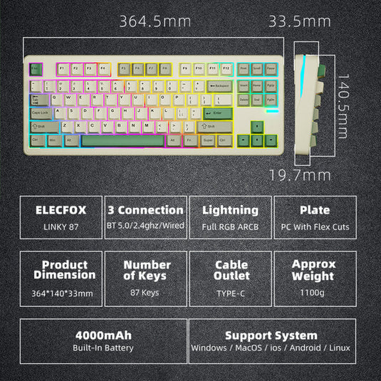 LINKY 87 80%/TKL Custom Mechanical Keyboard