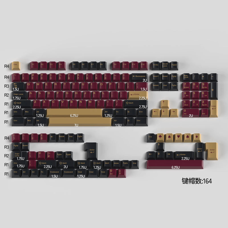Load image into Gallery viewer, Burgundy & Gold Cherry Profile Keycap Set