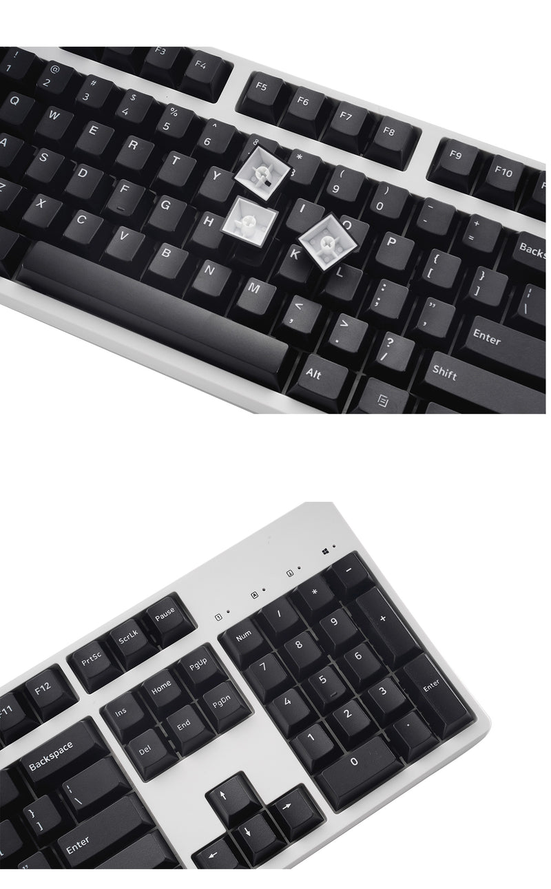 Load image into Gallery viewer, White on Black (WOB) Doubleshot PBT Keycap Set