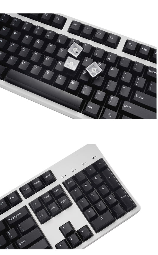 White on Black (WOB) Doubleshot PBT Keycap Set