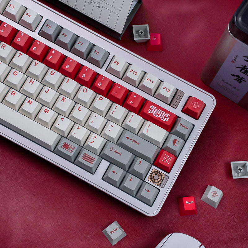 Load image into Gallery viewer, Red Industrial Retro PBT Dye Sub Cherry Profile Keycap Set