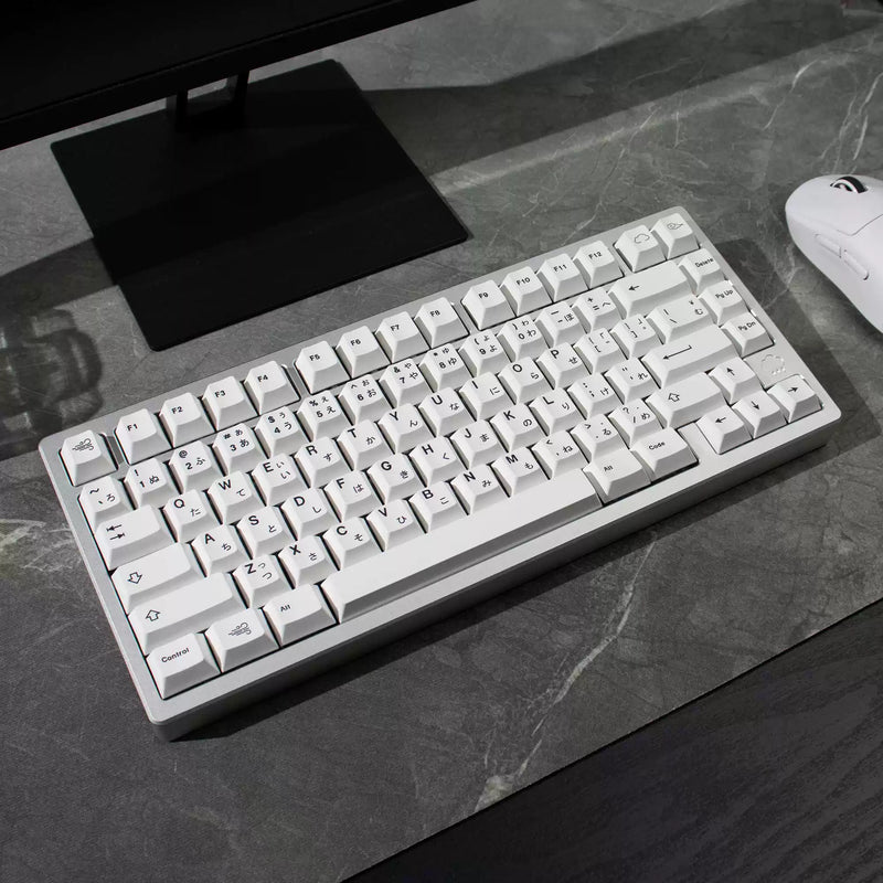 Load image into Gallery viewer, Mecha Weathering Black on White Cherry Profile Dye-Sub PBT Keycap Set