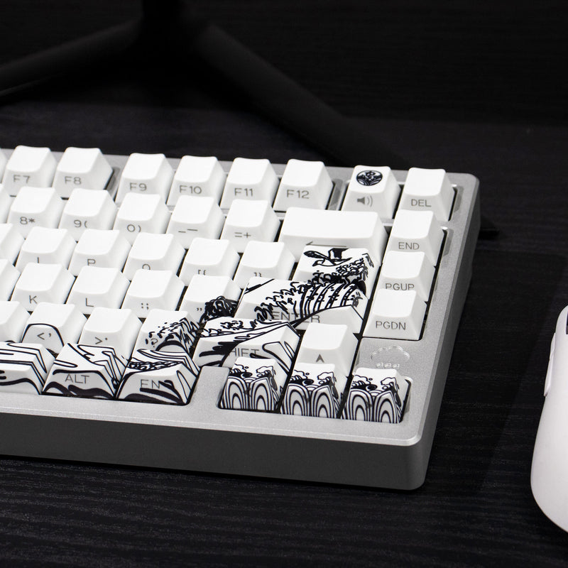 Load image into Gallery viewer, Kanagawa Shine Through Double Shot PBT Cherry Profile Keycap Set (White)