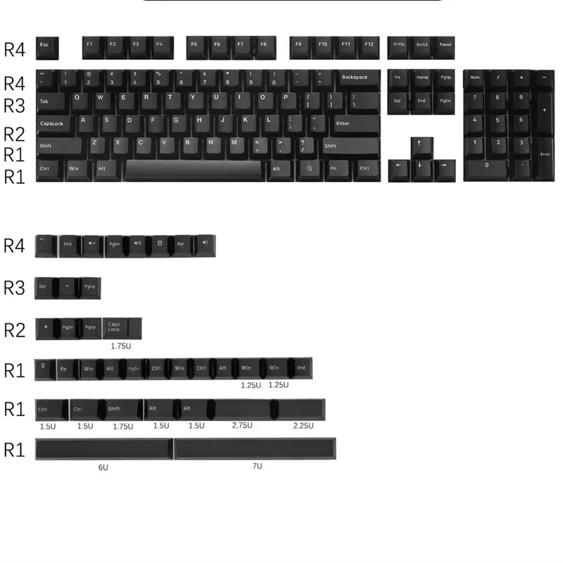 Load image into Gallery viewer, White on Black (WOB) Doubleshot PBT Keycap Set