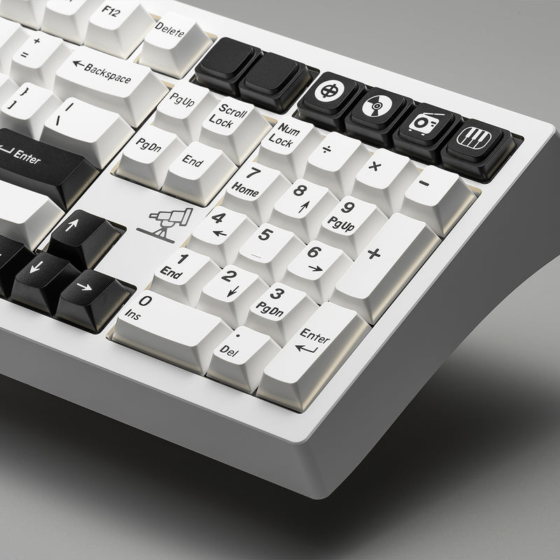 Load image into Gallery viewer, Black on White (BOW) PBT Doubleshot Cherry Profile Keycaps