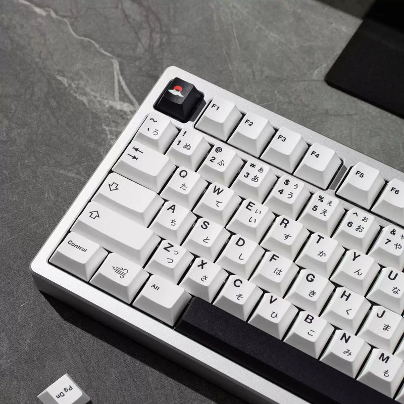 Load image into Gallery viewer, Mecha Weathering Black on White Cherry Profile Dye-Sub PBT Keycap Set
