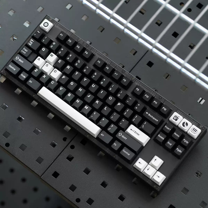 Load image into Gallery viewer, White on Black (WOB) Doubleshot PBT Cherry Profile Keycap Set