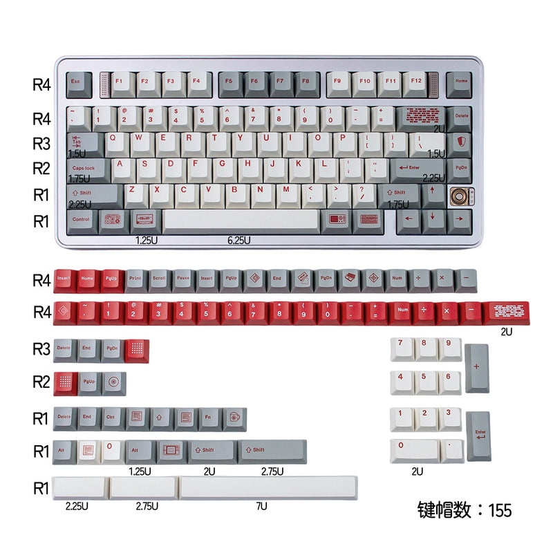 Load image into Gallery viewer, Red Industrial Retro PBT Dye Sub Cherry Profile Keycap Set