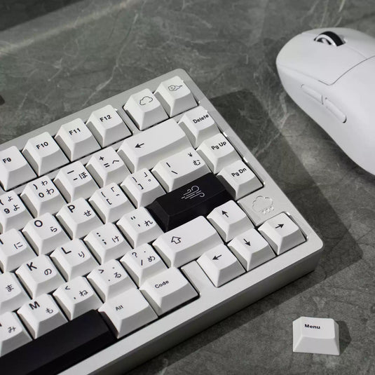 Mecha Weathering Black on White Cherry Profile Dye-Sub PBT Keycap Set