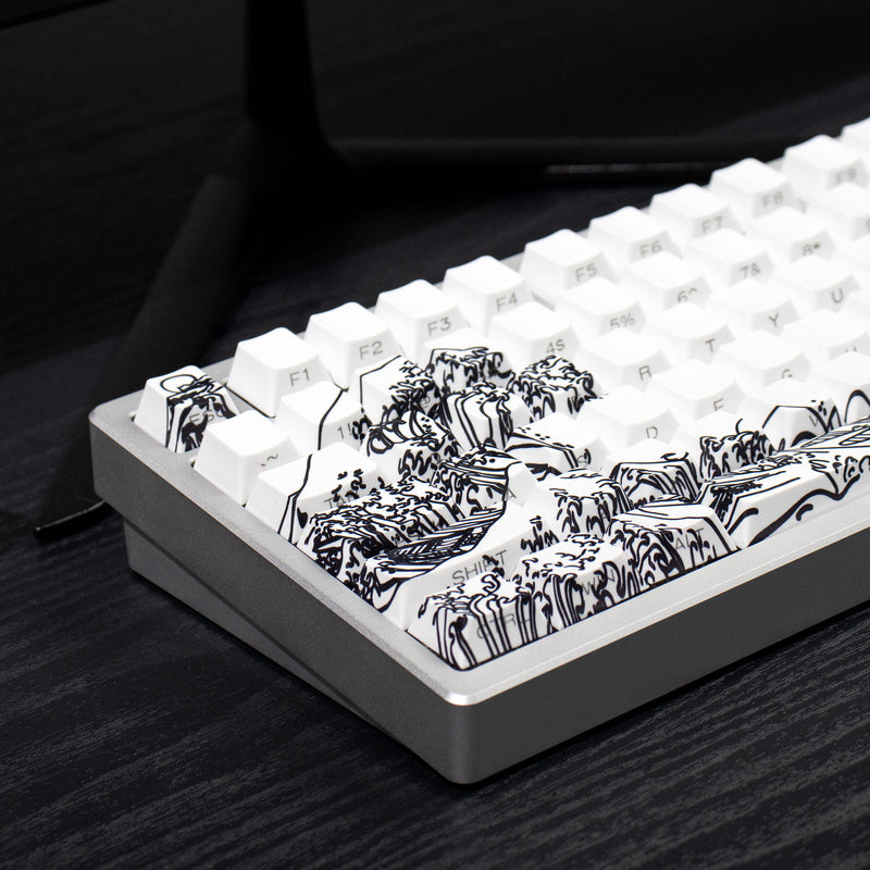 Load image into Gallery viewer, Kanagawa Shine Through Double Shot PBT Cherry Profile Keycap Set (White)