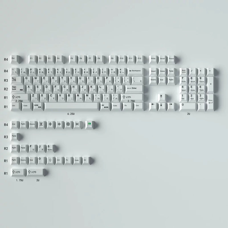 Load image into Gallery viewer, Black on White Hiragana Cherry Profile Keycap Set