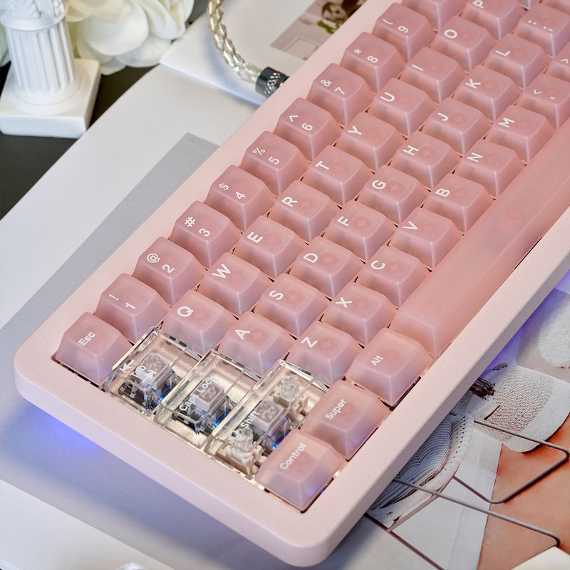 Load image into Gallery viewer, Frosted Pink Cherry Profile Keycap Set
