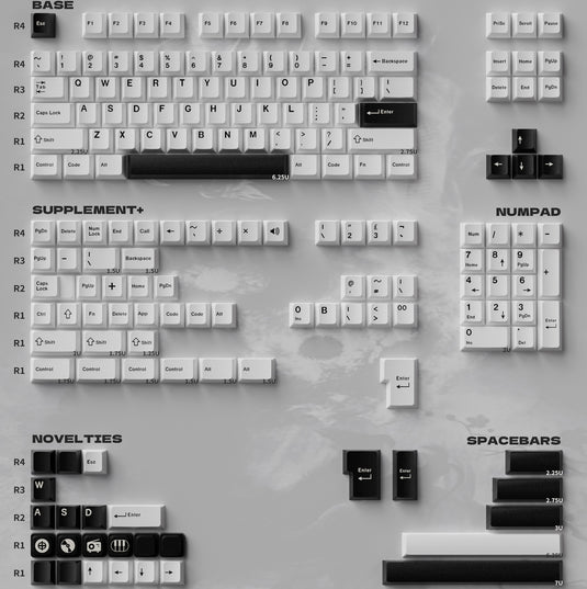 Black on White (BOW) PBT Doubleshot Cherry Profile Keycaps