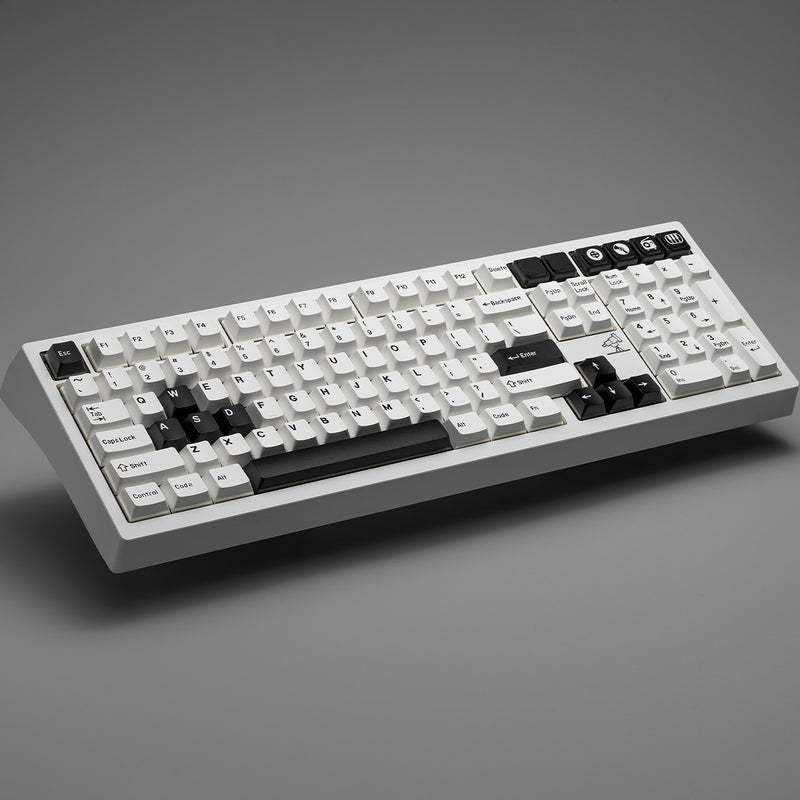 Load image into Gallery viewer, Black on White (BOW) PBT Doubleshot Cherry Profile Keycaps