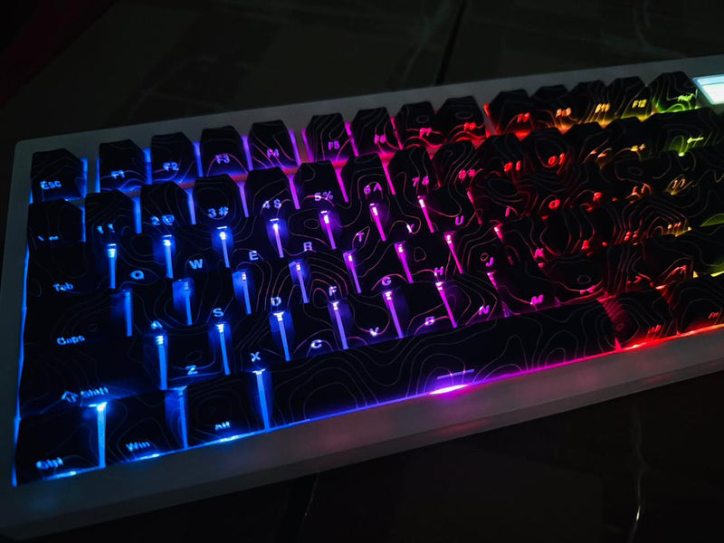 Load image into Gallery viewer, Mecha Topography V2 Side Printed RGB Shine Through Cherry Profile Keycaps