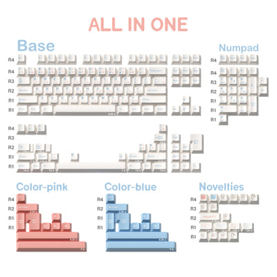 Load image into Gallery viewer, JKDK Pink & Blue on White PBT Cherry Profile Dye-Sub Keycap Set