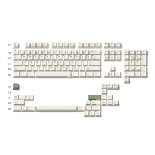 JKDK Green on White PBT Cherry Profile Dye-Sub Keycap Set