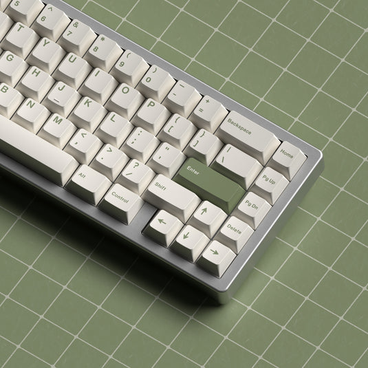 JKDK Green on White PBT Cherry Profile Dye-Sub Keycap Set