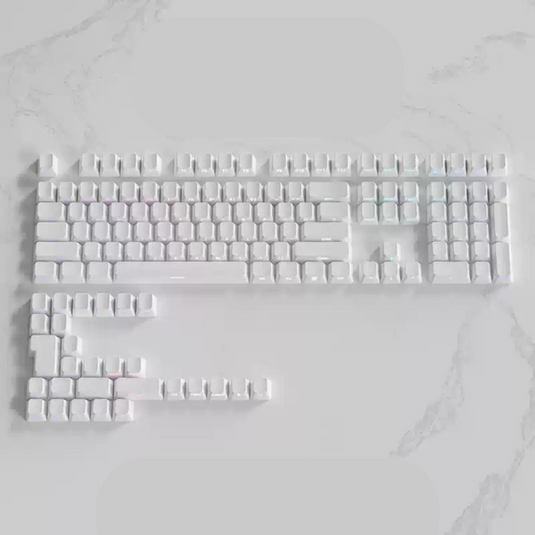 White Shine Through Cherry Profile PBT Keycaps [Side Printed]