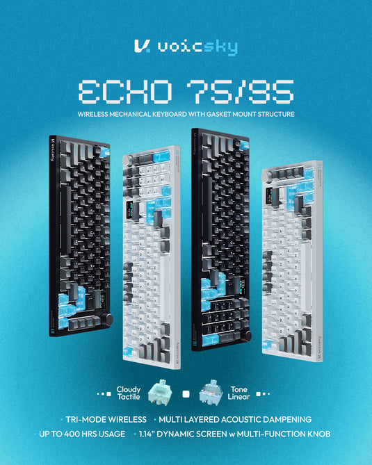 VOICSKY ECHO 96 Cloudy Tactile Switch - Light [Tri-Mode/1.14" Screen/Multi-Function Knob]