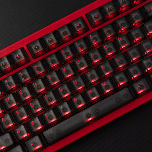 Red on Black Frosted Cherry Profile Keycap Set