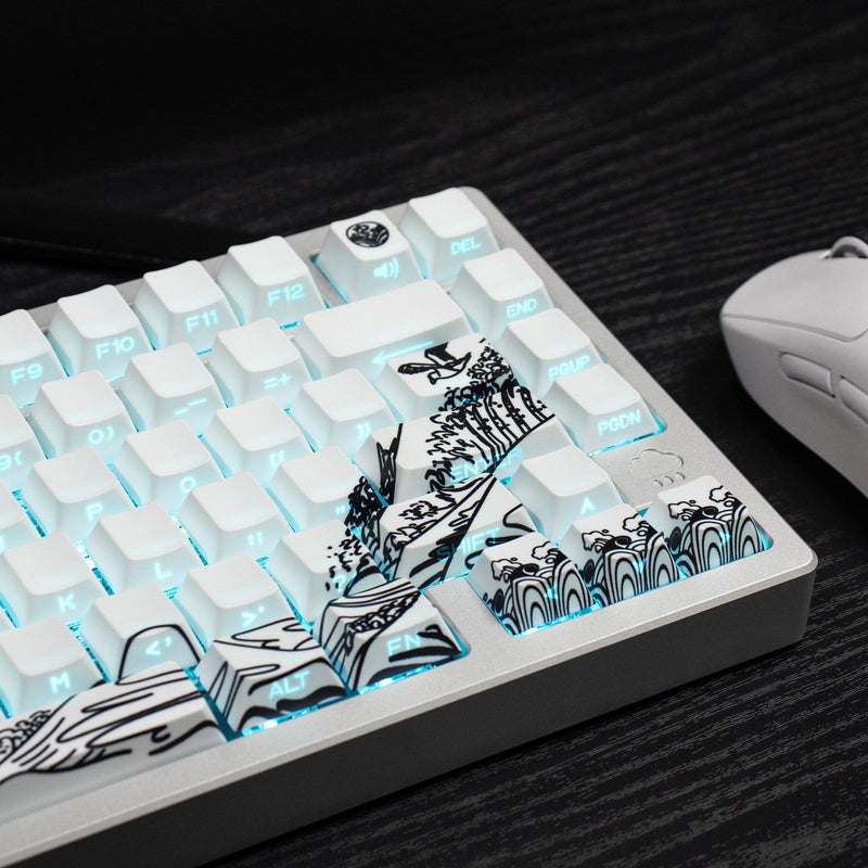 Load image into Gallery viewer, Kanagawa Shine Through Double Shot PBT Cherry Profile Keycap Set (White)
