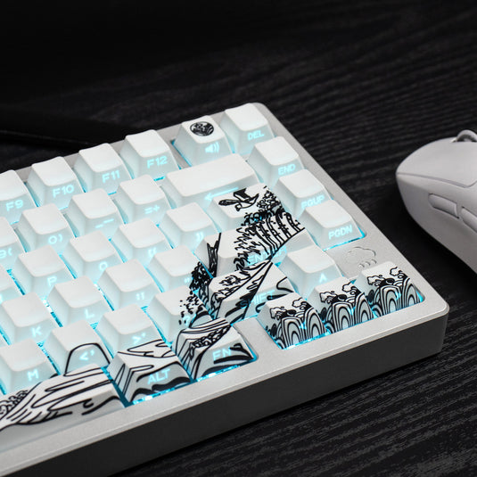 Kanagawa Shine Through Double Shot PBT Cherry Profile Keycap Set (White)