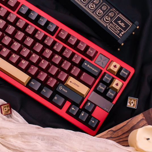Burgundy & Gold Cherry Profile Keycap Set