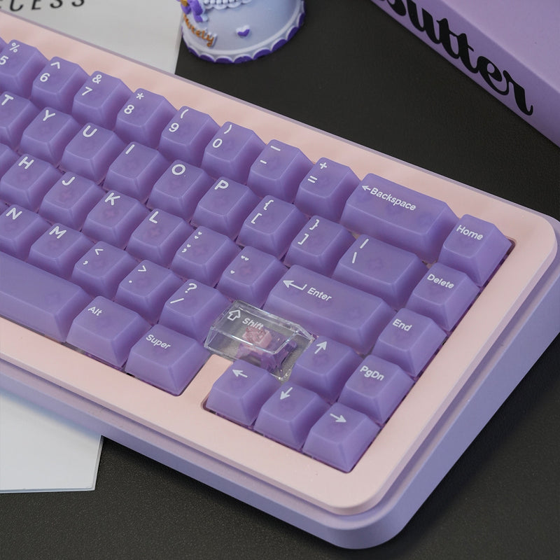 Load image into Gallery viewer, Frosted Purple Cherry Profile Keycap Set
