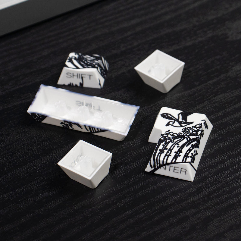Load image into Gallery viewer, Kanagawa Shine Through Double Shot PBT Cherry Profile Keycap Set (White)
