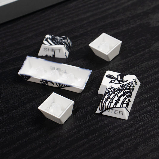 Kanagawa Shine Through Double Shot PBT Cherry Profile Keycap Set (White)