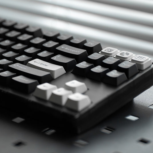 White on Black (WOB) Doubleshot PBT Cherry Profile Keycap Set