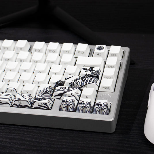 Kanagawa Shine Through Double Shot PBT Cherry Profile Keycap Set (White)