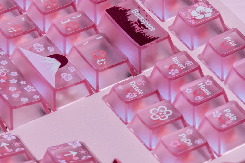 Load image into Gallery viewer, Sakura Blossom Forsted Cherry Profile Keycap Set
