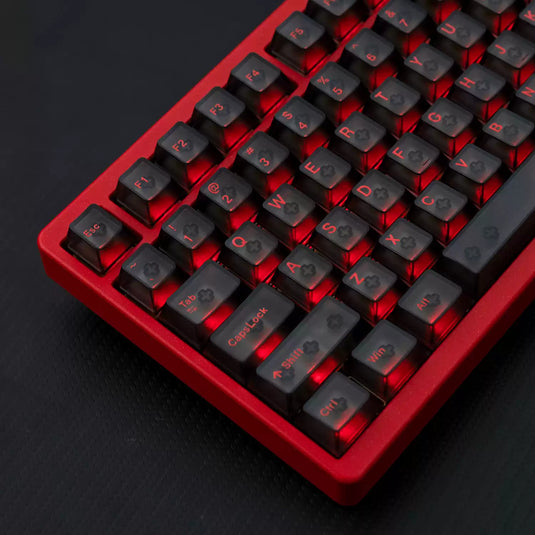 Red on Black Frosted Cherry Profile Keycap Set