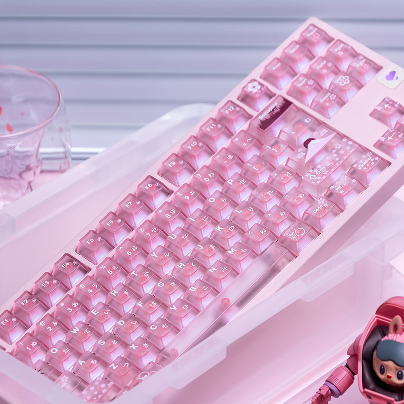 Load image into Gallery viewer, Sakura Blossom Forsted Cherry Profile Keycap Set
