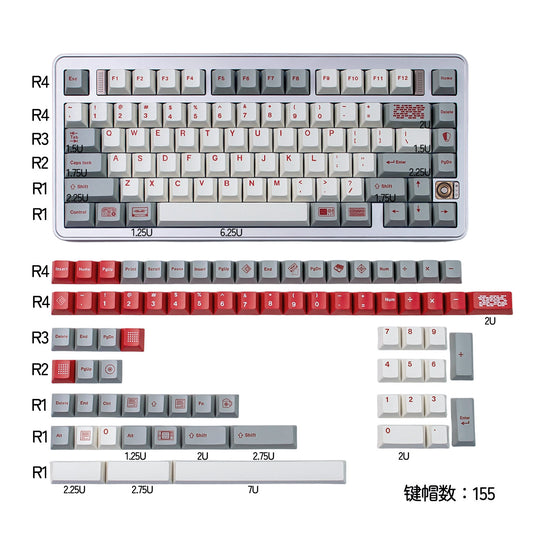 Red Industrial Retro PBT Dye Sub Cherry Profile Keycap Set