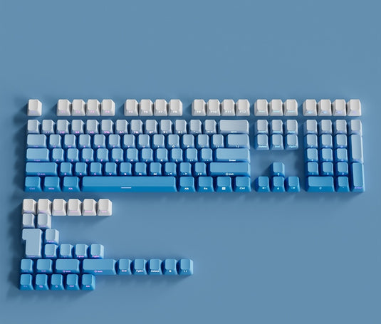 Blue Gradient Shine Through Cherry Profile PBT Keycaps [Side Printed]