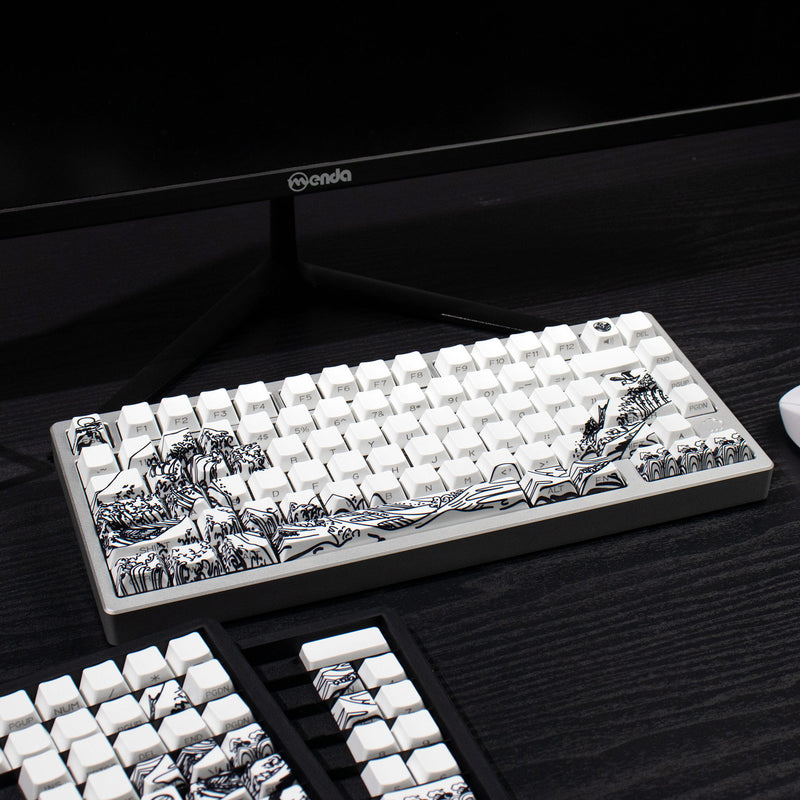 Load image into Gallery viewer, Kanagawa Shine Through Double Shot PBT Cherry Profile Keycap Set (White)
