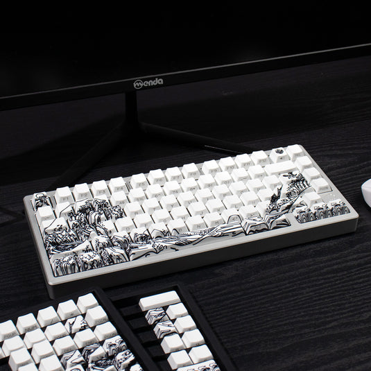 Kanagawa Shine Through Double Shot PBT Cherry Profile Keycap Set (White)