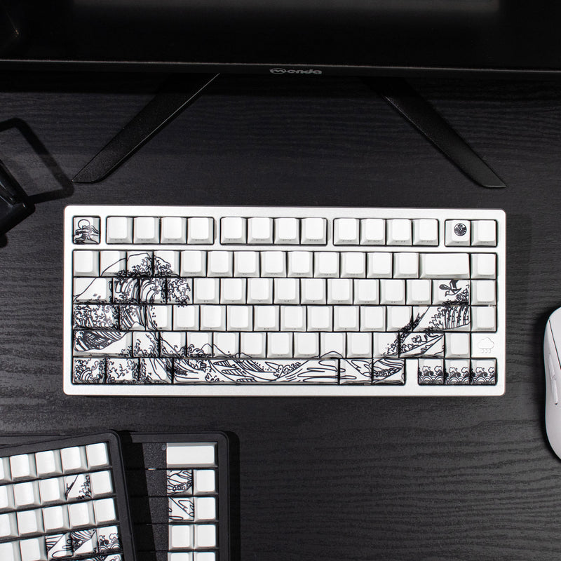 Load image into Gallery viewer, Kanagawa Shine Through Double Shot PBT Cherry Profile Keycap Set (White)
