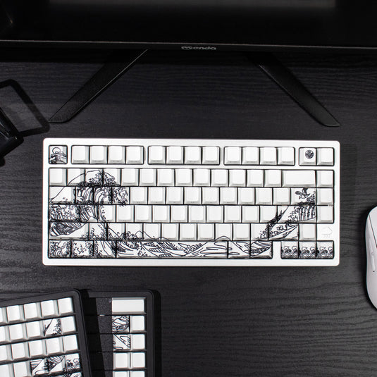 Kanagawa Shine Through Double Shot PBT Cherry Profile Keycap Set (White)
