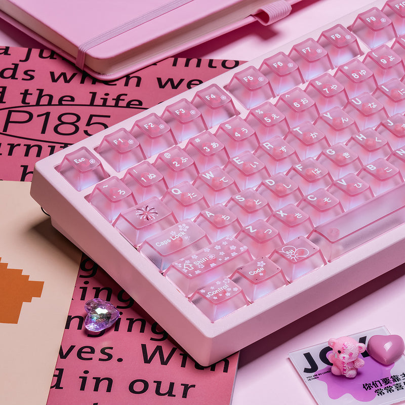 Load image into Gallery viewer, Sakura Blossom Forsted Cherry Profile Keycap Set

