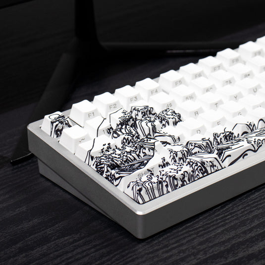 Kanagawa Shine Through Double Shot PBT Cherry Profile Keycap Set (White)