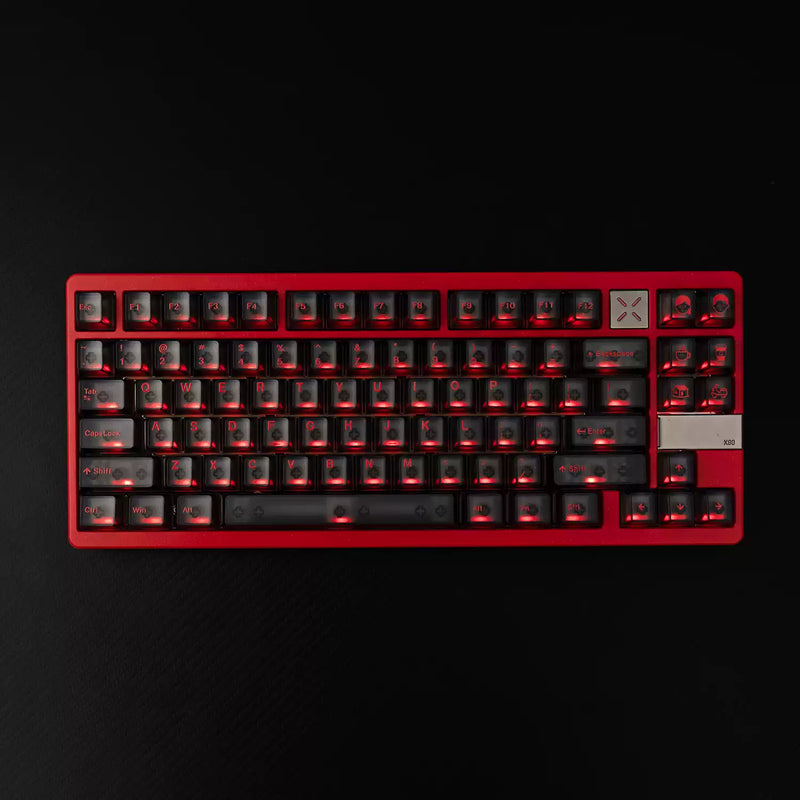 Load image into Gallery viewer, Red on Black Frosted Cherry Profile Keycap Set
