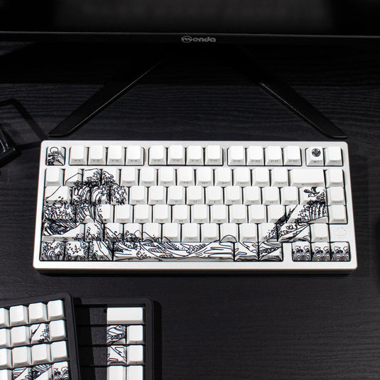 Kanagawa Shine Through Double Shot PBT Cherry Profile Keycap Set (White)