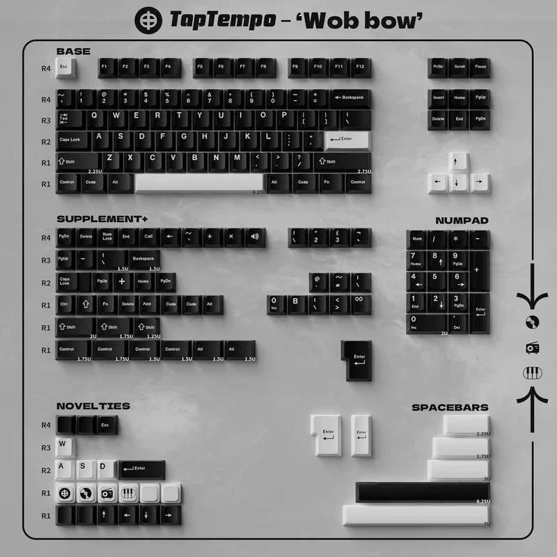 Load image into Gallery viewer, White on Black (WOB) Doubleshot PBT Cherry Profile Keycap Set
