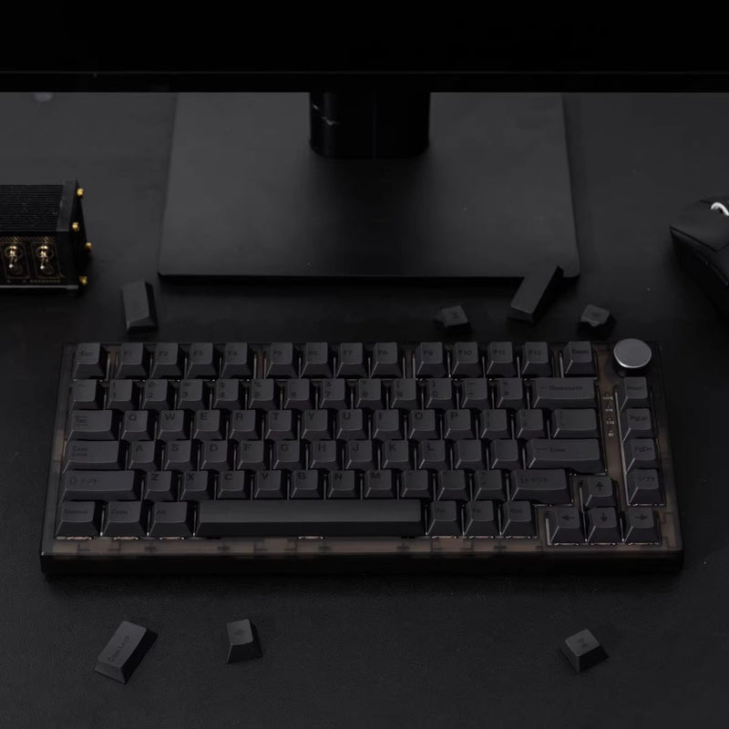 Load image into Gallery viewer, Stealth Black on Grey Cherry Profile Keycap Set
