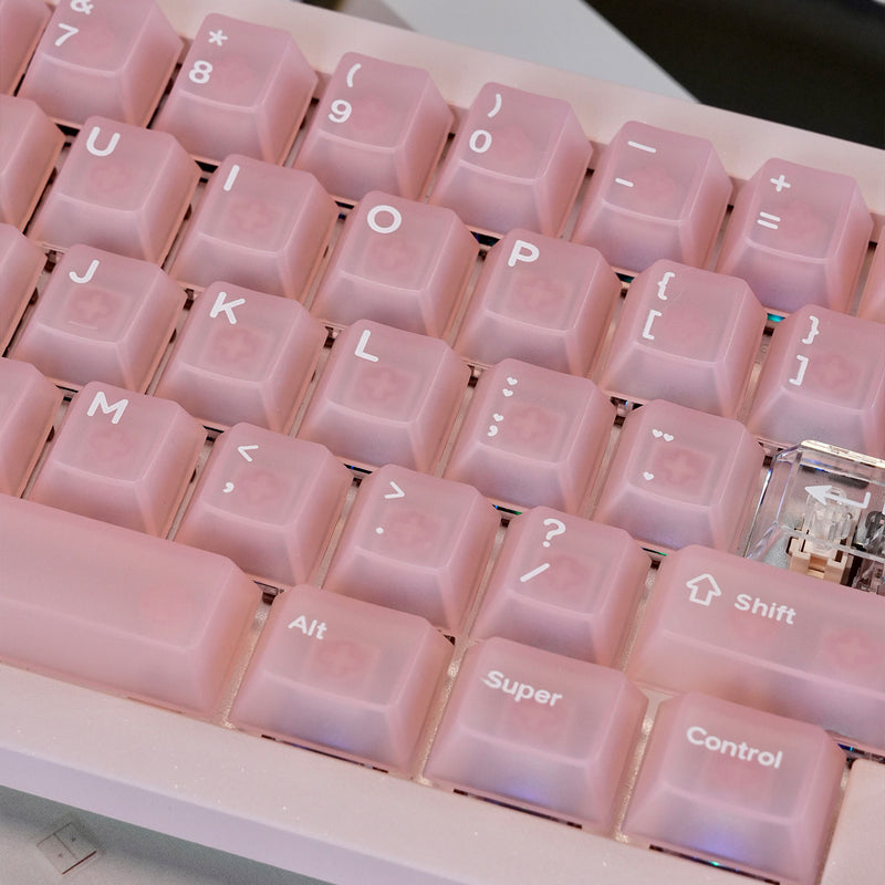Load image into Gallery viewer, Frosted Pink Cherry Profile Keycap Set
